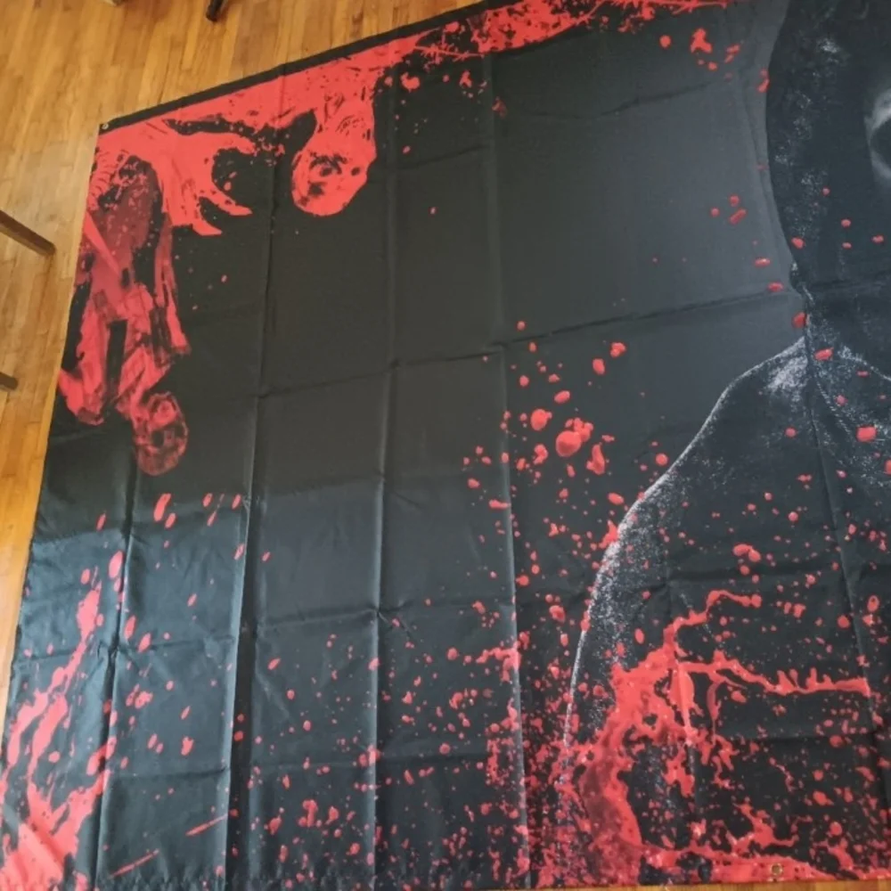 NWT Halloween Oversized Red and Black Skull Terror Grimm Reaper Tapestry 157x70